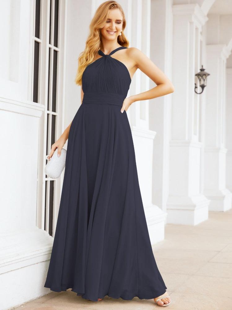 Numbersea Crisscross Halter Bridesmaid Dresses for Party Wedding Evening Prom Maxi Ball Gowns 28053