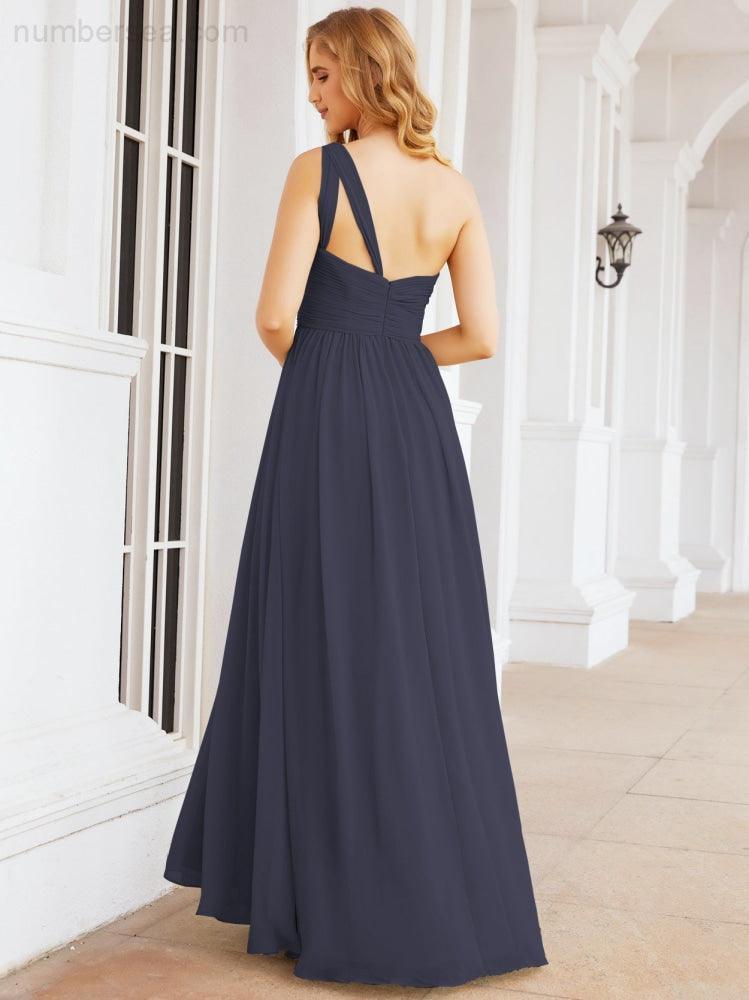 Numbersea One Shoulder Bridesmaid Dresses Long Maxi Formal Evening Party Prom Gowns 28061