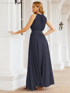 Numbersea Halter Bridesmaid Dress Empire Waist Formal Evening Prom Gown for Mother of The Bride 28030