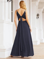 Numbersea Spaghetti Strap Bridesmaid Dresses V Neck Butterfly Back Fromal Evening Party Prom Gown 28036