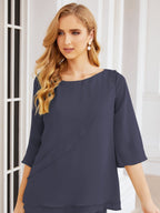 Sunnderly Elegant 2 Piece Mother of The Bride Dress Plus Size Pant Suits Ruffle Layers Sliver Housecoat SY28064