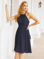 Baoleely Halter Chiffon Bridesmaid Dresses Short Sleeveless Formal Party Dress Open Back 28023