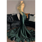 Sexy & Hot Mermaid V-neck Ruffles Halter Sleeveless Backless Evening Party Prom Dress