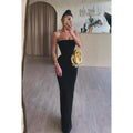 Sheath/Column Off-Shoulder Long Sleeves Evening Party Prom Dress With Flower