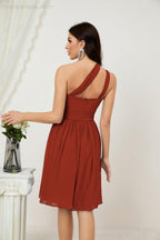 Baoleely Women Chiffon Short One Shoulder Bridesmaid Dress Formal Dresses for Party Homecoming 2804