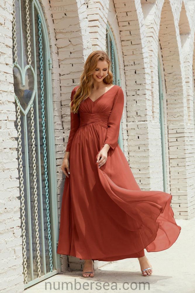 Numbersea Bridesmaid Dress Chiffon Formal Party Dress Evening Dress 28016