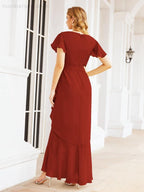 Numbersea Ruffled Bridesmaid Dresses Mermaid Formal Violin Evening Party Prom Gowns 28042