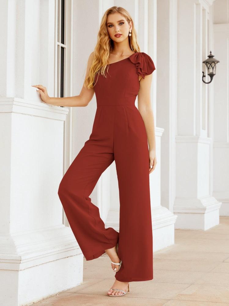 Numbersea Women's One Shoulder Long Jumpsuit Formal Evening Dress Long Bridesmaid Dresses Pants Wedding Party 28034