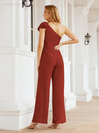 Numbersea Women's One Shoulder Long Jumpsuit Formal Evening Dress Long Bridesmaid Dresses Pants Wedding Party 28034