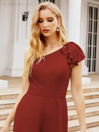 Numbersea Women's One Shoulder Long Jumpsuit Formal Evening Dress Long Bridesmaid Dresses Pants Wedding Party 28034