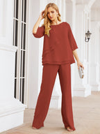 Sunnderly Elegant 2 Piece Mother of The Bride Dress Plus Size Pant Suits Ruffle Layers Sliver Housecoat SY28064