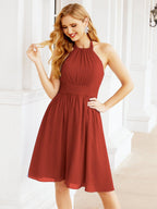 Baoleely Halter Chiffon Bridesmaid Dresses Short Sleeveless Formal Party Dress Open Back 28023