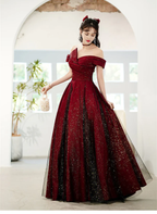 A-Line Princess Sparkling and Black Off Shoulder Satin Party Dress Long Evening Dress