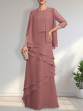 Sheath Scoop Floor-Length Chiffon Mother of the Bride Dress