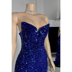 Sheath/Column Charming V-Neck Sleeveless Sequins Lace-up Evening Prom Dress