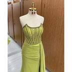 Sheath/column Strapless Beads Long Formal Evening Dress with Slit