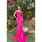 Trumpet/Mermaid Straps Satin Lace-Up Sleeveless Party Dress