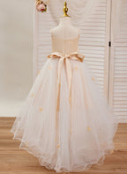 A-line Tulle Asymmetrical Ivory Dress (010220938)