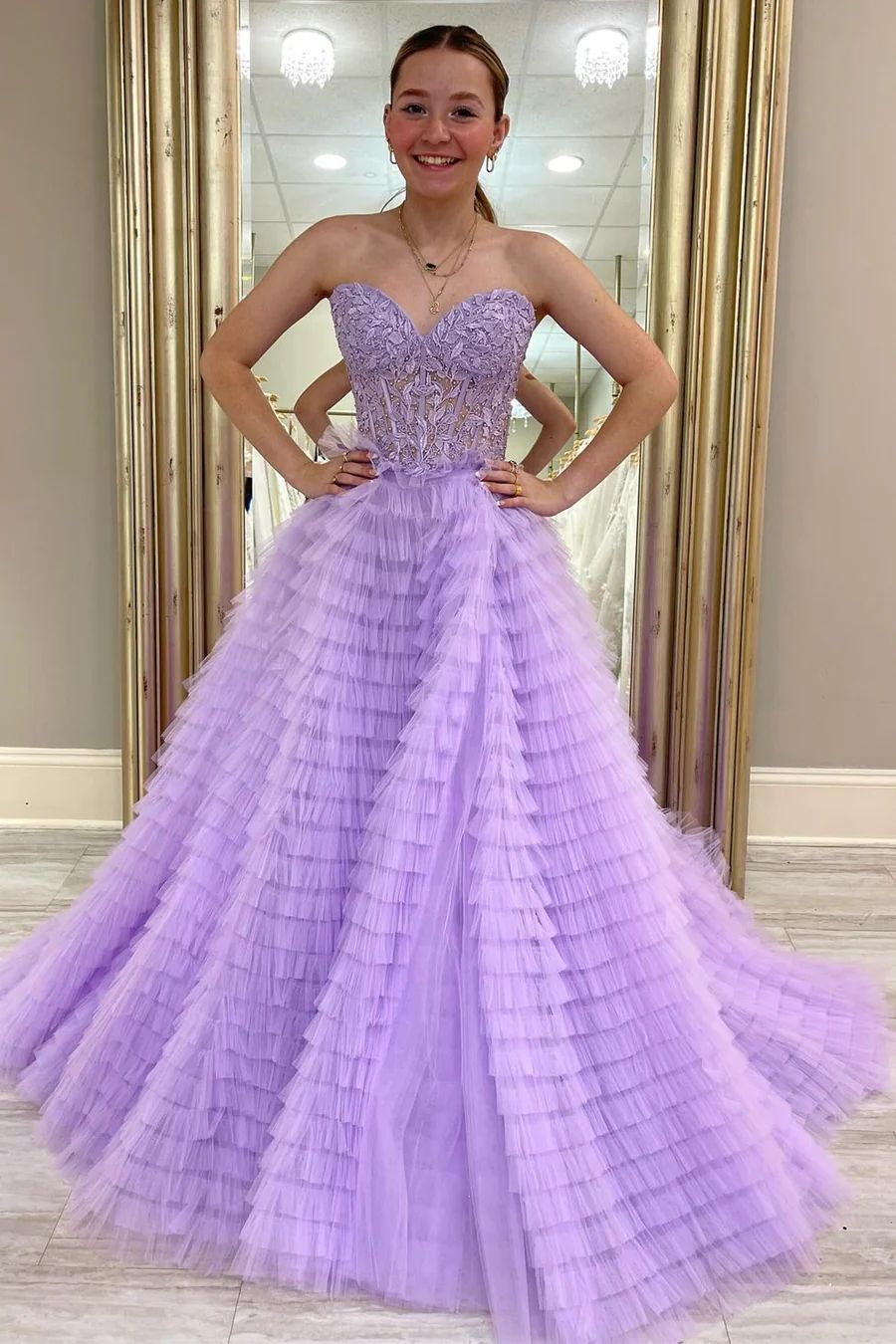 Gorgeous A Line Sweetheart Corset Pink Prom Dress with Appliques