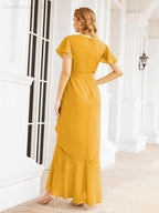 Numbersea Ruffled Bridesmaid Dresses Mermaid Formal Violin Evening Party Prom Gowns 28042