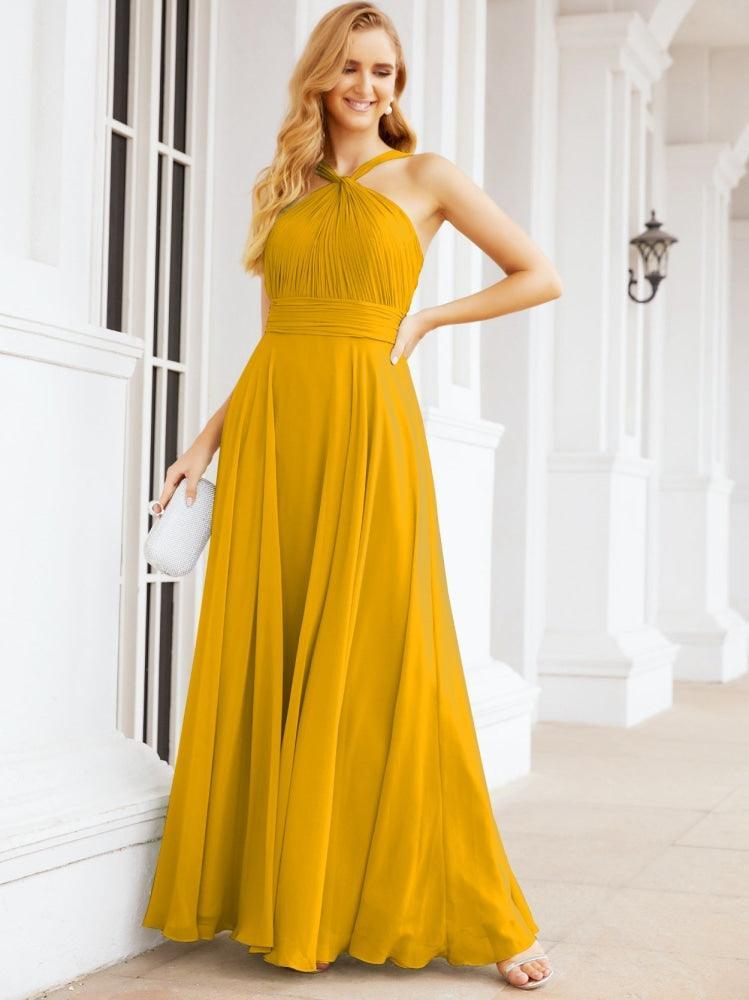 Numbersea Crisscross Halter Bridesmaid Dresses for Party Wedding Evening Prom Maxi Ball Gowns 28053
