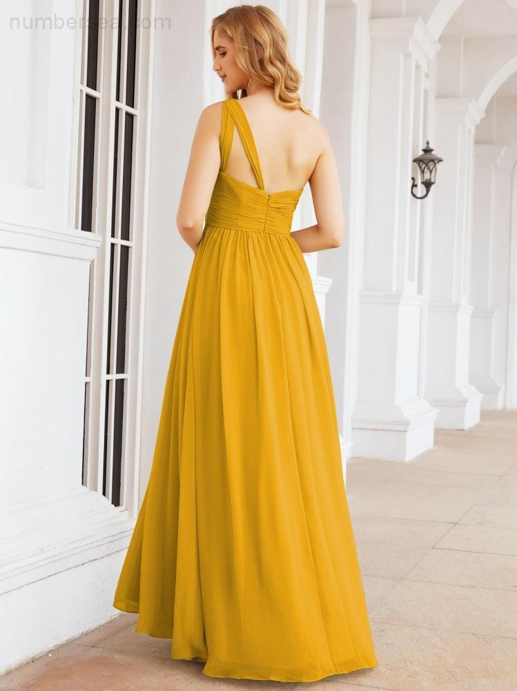 Numbersea One Shoulder Bridesmaid Dresses Long Maxi Formal Evening Party Prom Gowns 28061