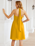 Baoleely Halter Chiffon Bridesmaid Dresses Short Sleeveless Formal Party Dress Open Back 28023