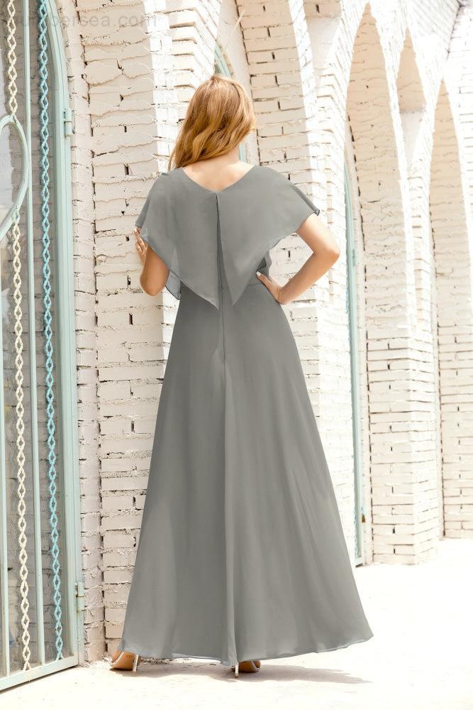 Baoleely  Mother of The Bride Dresses Plus Size V-Neck Floor Length Formal Prom Dress for Wedding Guest 28020