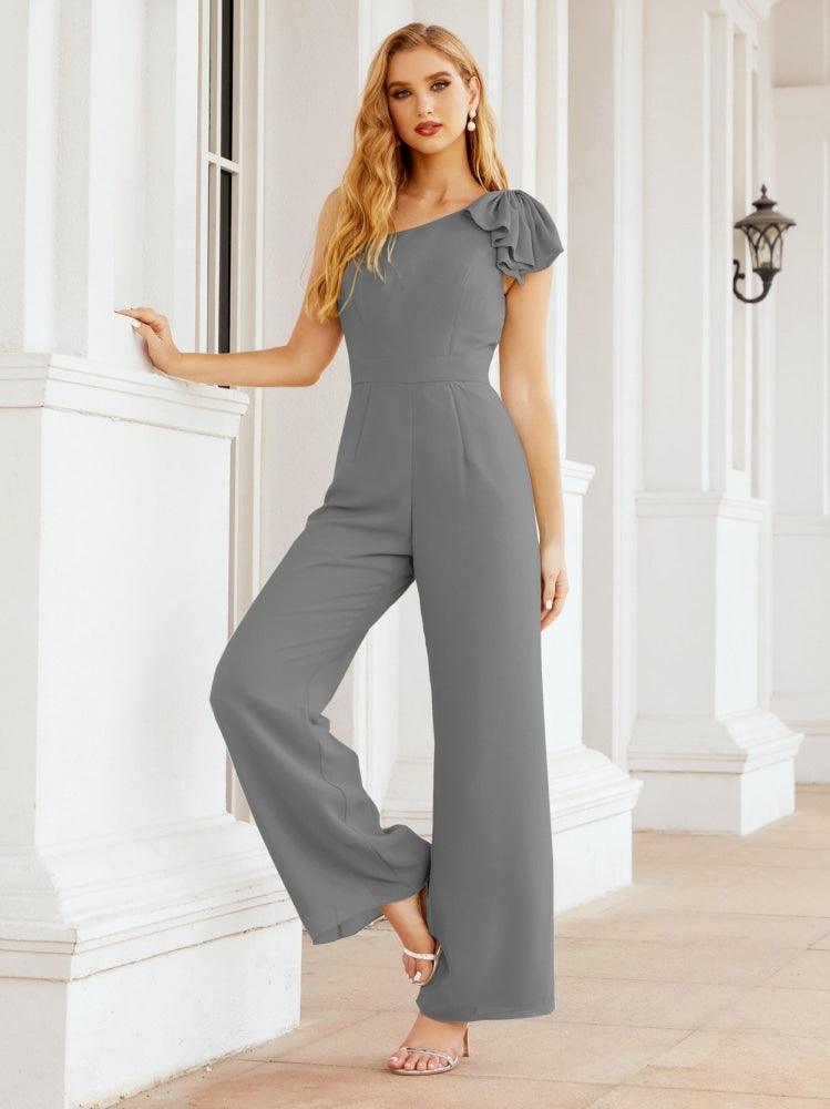 Numbersea Women's One Shoulder Long Jumpsuit Formal Evening Dress Long Bridesmaid Dresses Pants Wedding Party 28034