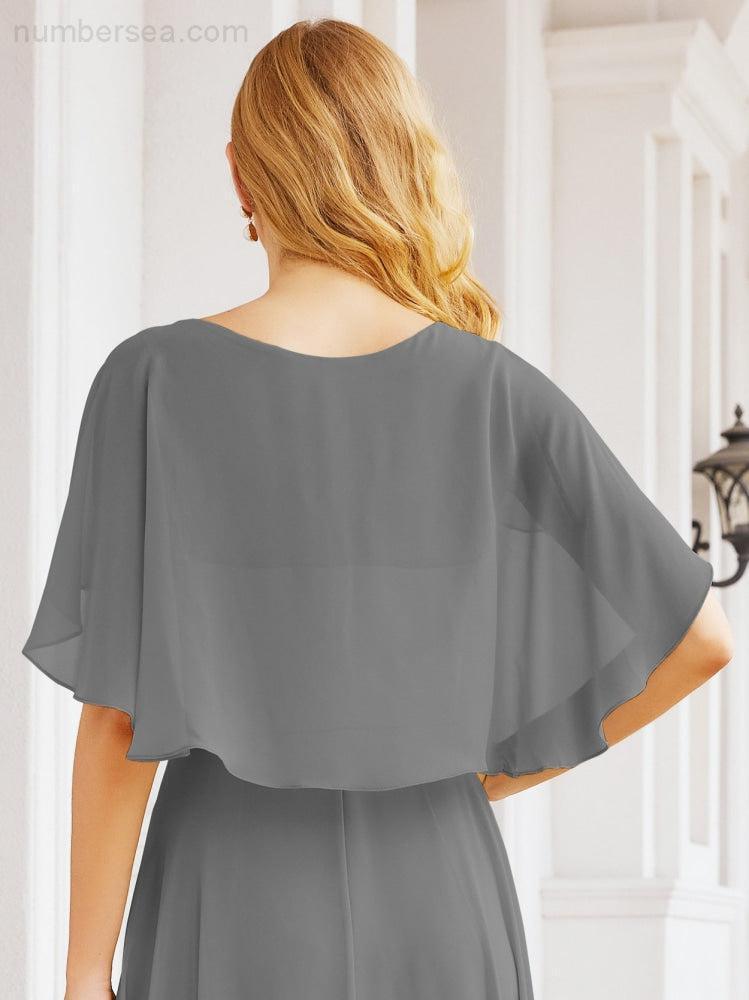 Numbersea Bridesmaid Dresses for Wedding Formal Evening Party Prom Gown with Cape 28050
