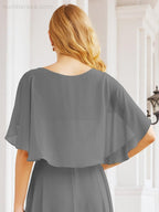 Numbersea Bridesmaid Dresses for Wedding Formal Evening Party Prom Gown with Cape 28050