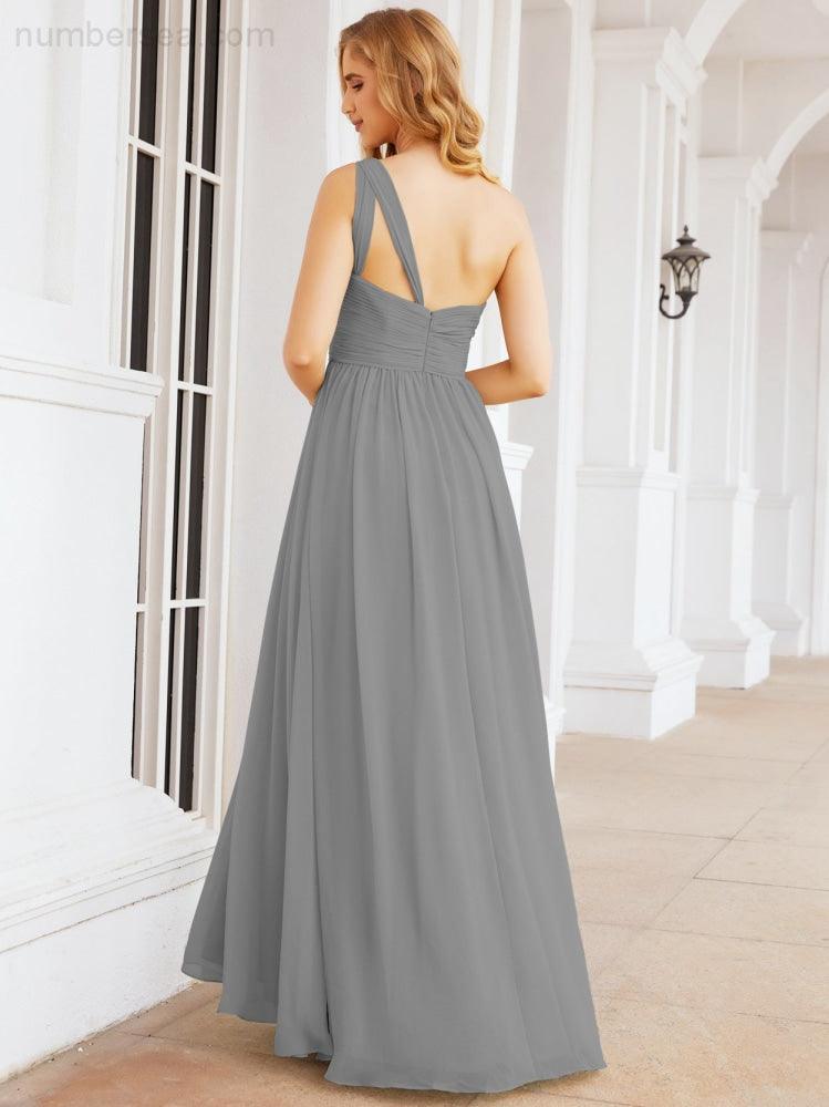 Numbersea One Shoulder Bridesmaid Dresses Long Maxi Formal Evening Party Prom Gowns 28061