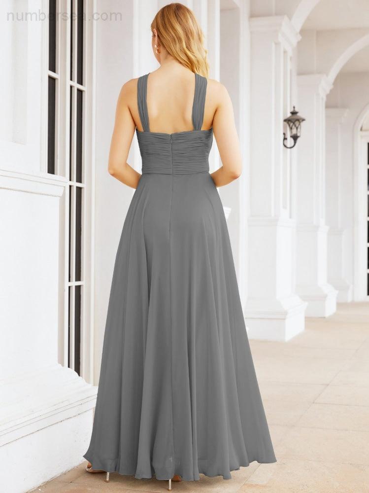 Numbersea Crisscross Halter Bridesmaid Dresses for Party Wedding Evening Prom Maxi Ball Gowns 28053