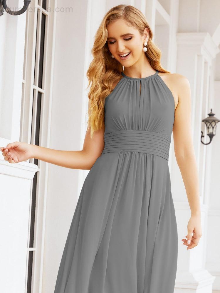 Numbersea Keyhole Bridesmaid Dresses Sleeveless Formal Evening Party Prom Gowns 28043