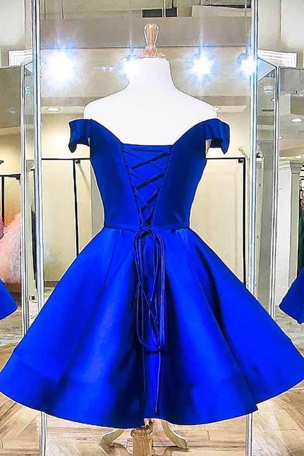Fashion Off The Shoulder Satin Homecoming Dresses