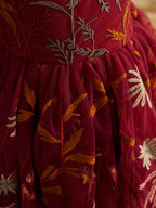 Burnt Orange Lace Tulle Embroidered Toddler Knee Length Flower Girl Dress