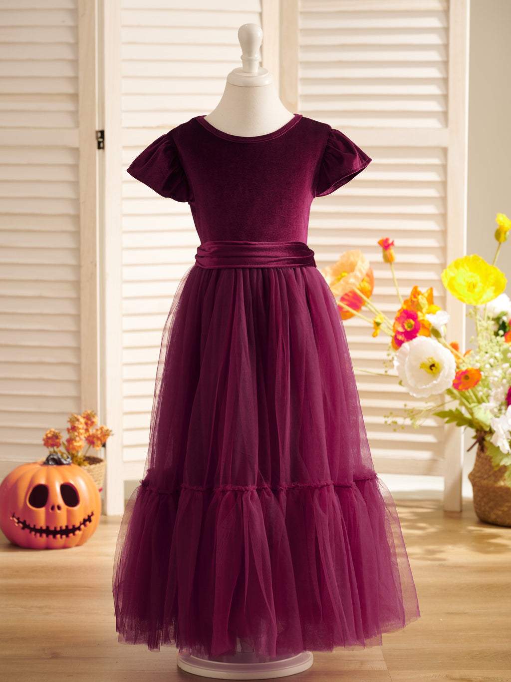 Velvet Floor-length Winter Flower Girl Dress