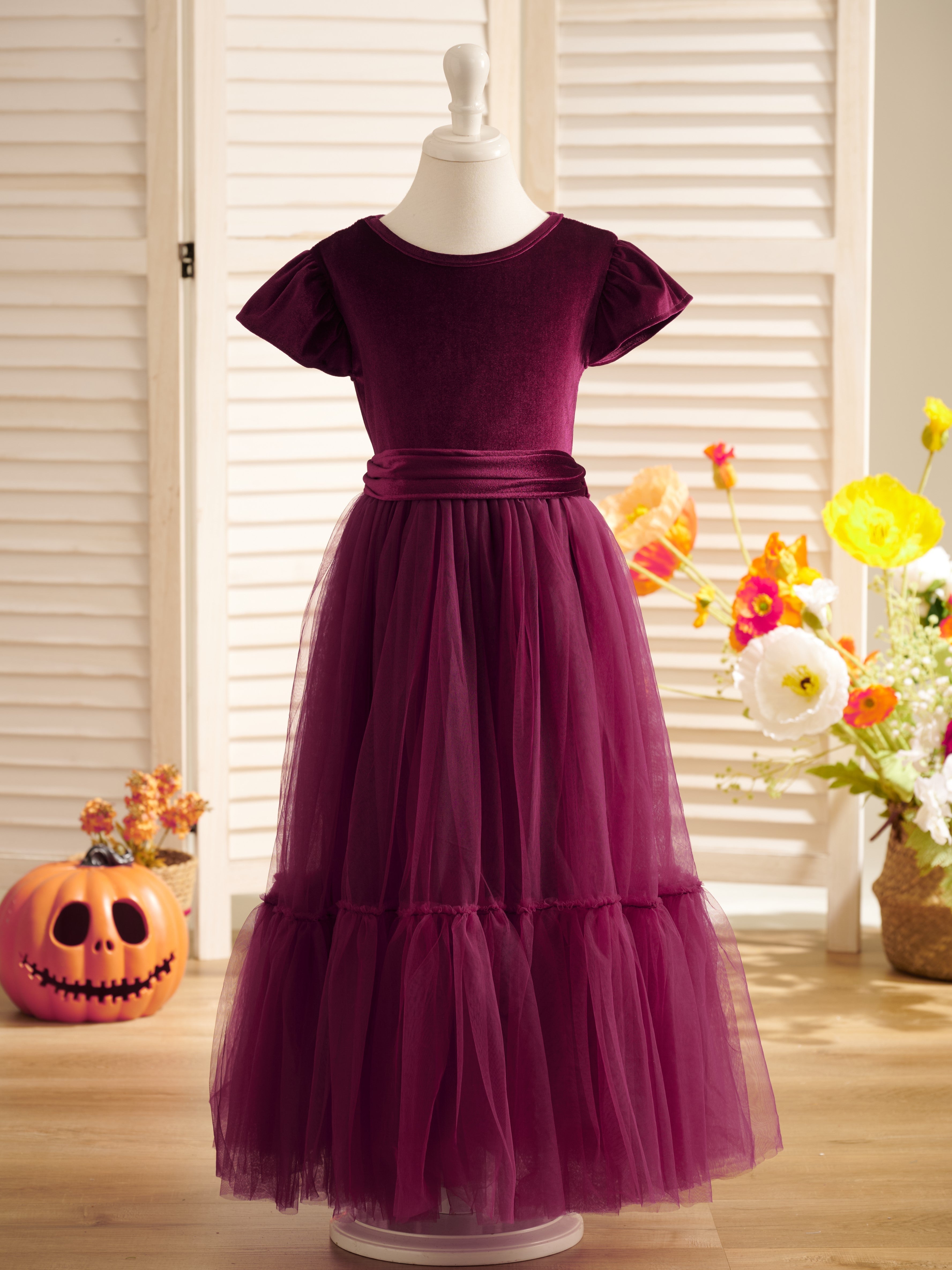 Velvet Floor-length Winter Flower Girl Dress
