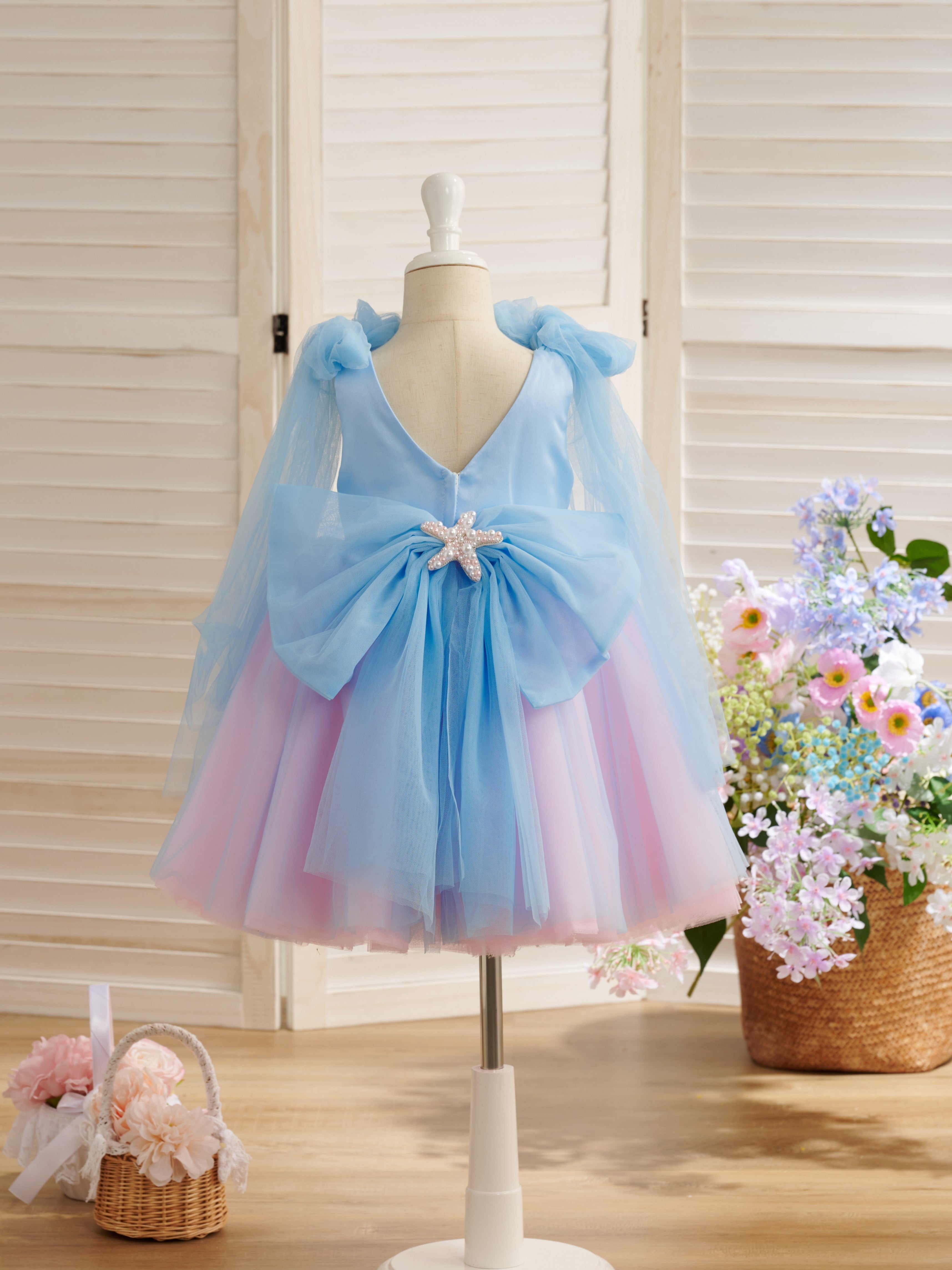 Tulle Knee-length 1st Birthday Party Baby Girl Dress
