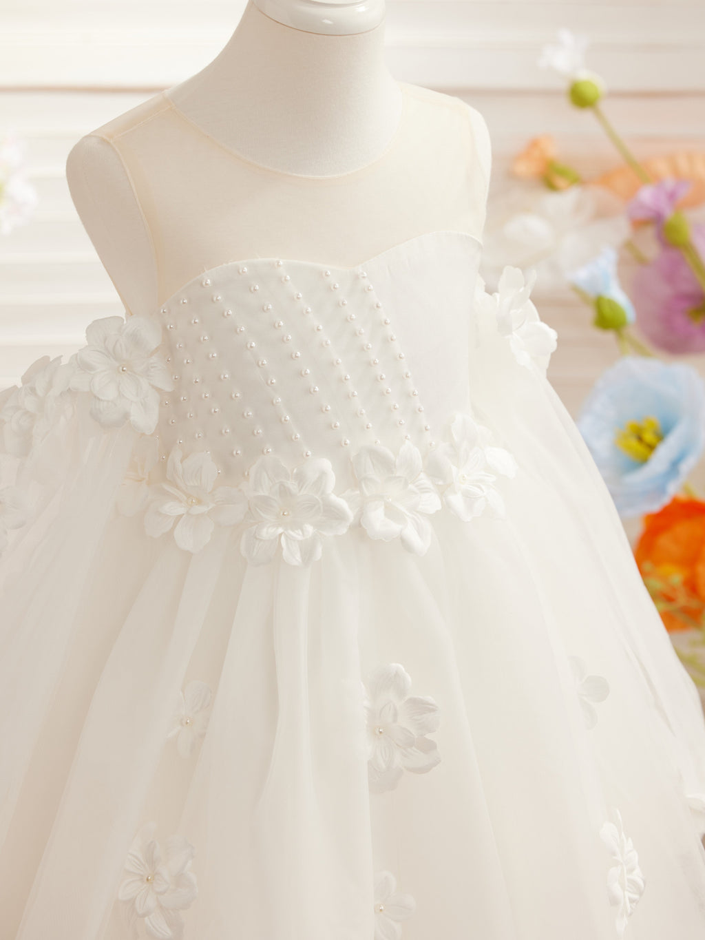 3D Flower Princess Ball Gown Flower Girl Dresses