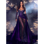 Sheath Sweetheart Satin Pleats Sparkly Prom Party Dress