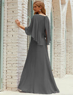 Sunnderly  Bridesmaid Dress Women Long Sleeve V-Neck Chiffon Formal Wedding Party Dress SY28018