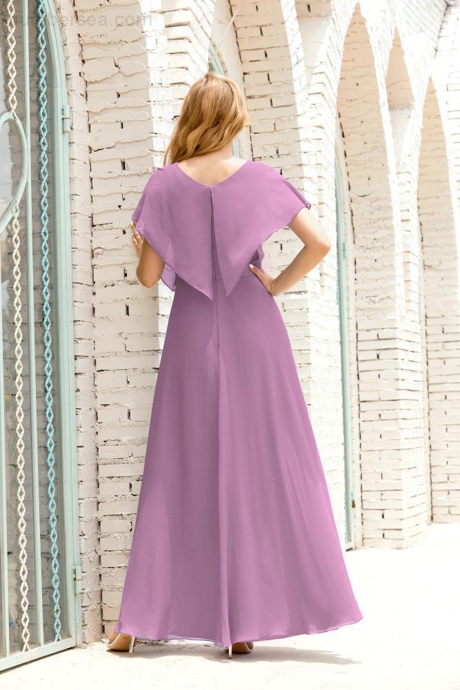 Baoleely  Mother of The Bride Dresses Plus Size V-Neck Floor Length Formal Prom Dress for Wedding Guest 28020