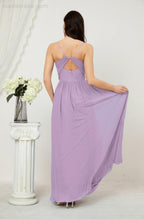 Baoleely  Neck Bridesmaid Dresses Chiffon Long Spaghetti A-line Formal Prom Gown for Wedding Party Evening 2801
