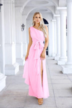 Ladies Chiffon One Shoulder Bridesmaid Evening Dress Wedding Party Evening Dress 28133