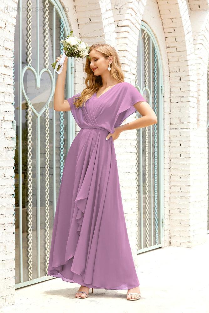 Baoleely  Mother of The Bride Dresses Plus Size V-Neck Floor Length Formal Prom Dress for Wedding Guest 28020