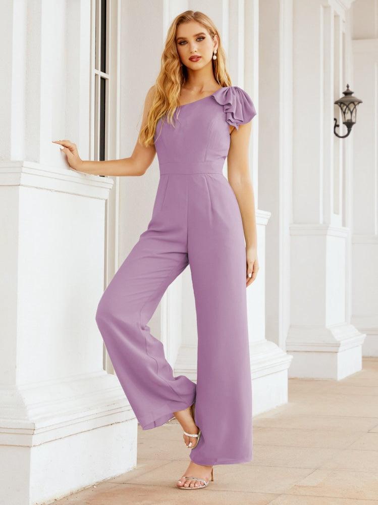 Numbersea Women's One Shoulder Long Jumpsuit Formal Evening Dress Long Bridesmaid Dresses Pants Wedding Party 28034