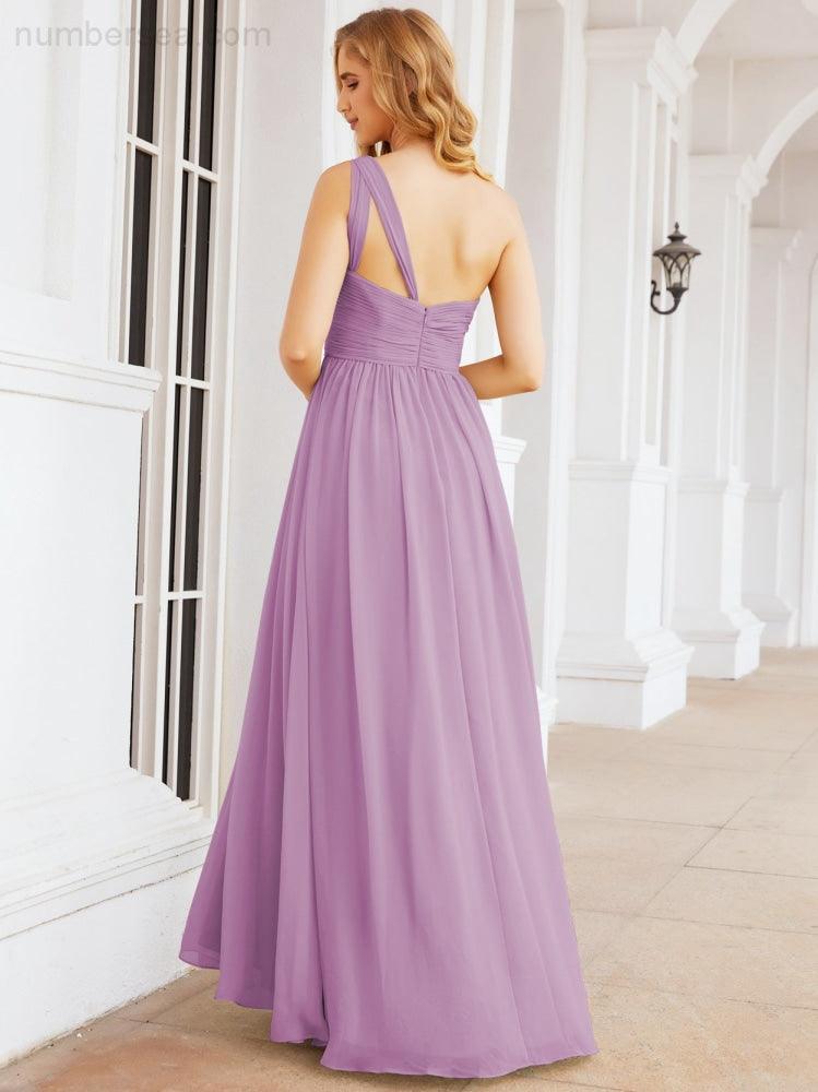 Numbersea One Shoulder Bridesmaid Dresses Long Maxi Formal Evening Party Prom Gowns 28061