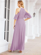 Numbersea Cold Shoulder Bridesmaid Dresses A-Line Long Formal Evening Gowns 28074