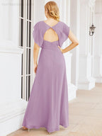 Sunnderly Bridesmaid Dresses Cape Formal Prom Dress Open Back Gowns for Mother of The Bride SY28058